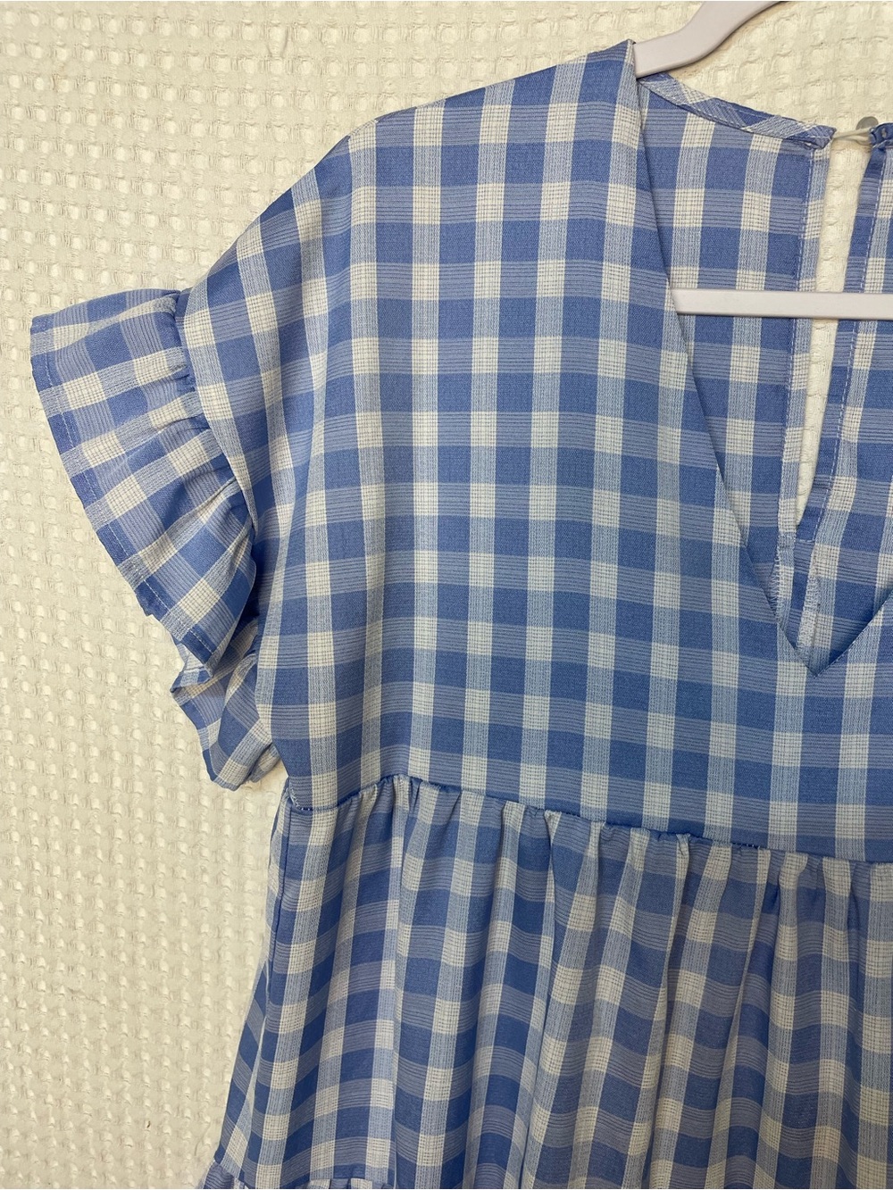 Petal & Pup Nobel Dress in Blue and White Gingham, Tiered Mini, SIZE 8 - Picture 4 of 11